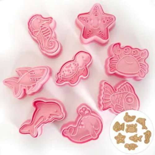 Sea Animals Cookie Cutters and impression Stamps - set of 8 - Click Image to Close